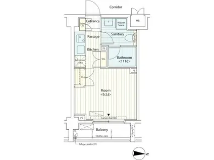 カスタリア菊川(ワンルーム/4階)の間取り写真