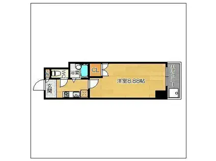 TOTSU RESIDENCE HAKATA イースト旧アリビオ博(1K/6階)の間取り写真