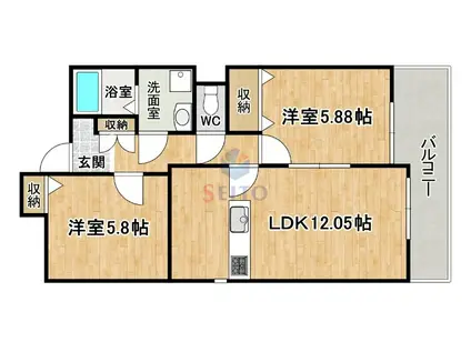 メゾン リノア蛍池(2LDK/2階)の間取り写真