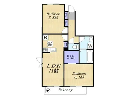 フォンテーヌ荏田西I(2LDK/1階)の間取り写真