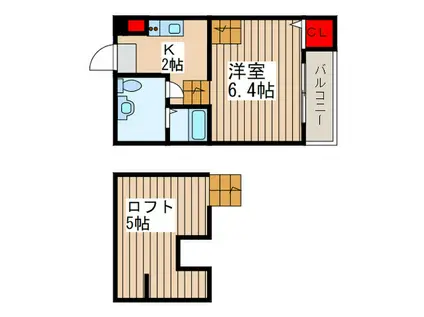 アンビエンテ千葉ウエスト館(1K/2階)の間取り写真