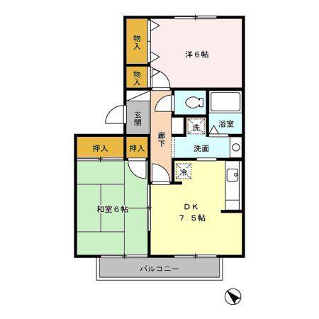 エーデルハイムF(2DK/2階)の間取り写真