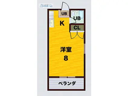 シグナルハイツ大原(1K/1階)の間取り写真