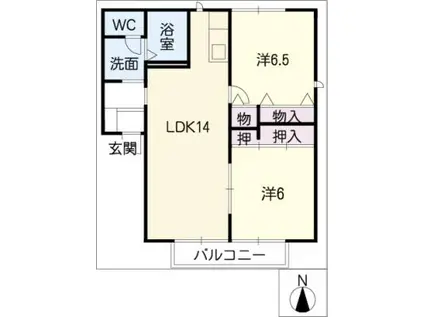 ガーデンハイツ下沼 D棟(2LDK/2階)の間取り写真