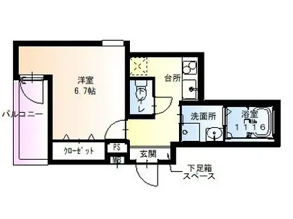 フジパレス田辺駅北(1K/1階)の間取り写真