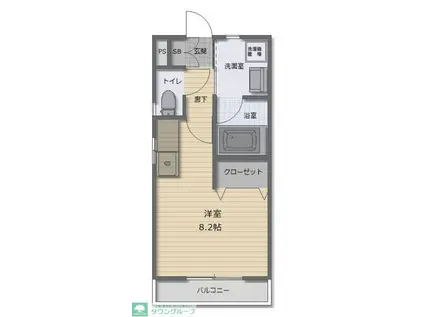 ハイツ香田(ワンルーム/2階)の間取り写真