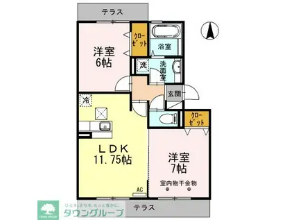 シャルマン(2DK/1階)の間取り写真