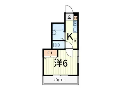 メインシティガーデンパティオ(1K/1階)の間取り写真