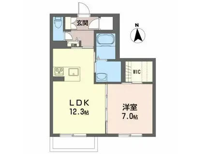 メゾンマスト本宮(1LDK/2階)の間取り写真