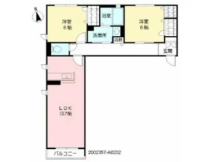 アトリエールIII(2LDK/2階)の間取り写真