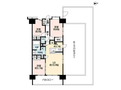 プレシス本厚木パークフロント(3LDK/8階)の間取り写真