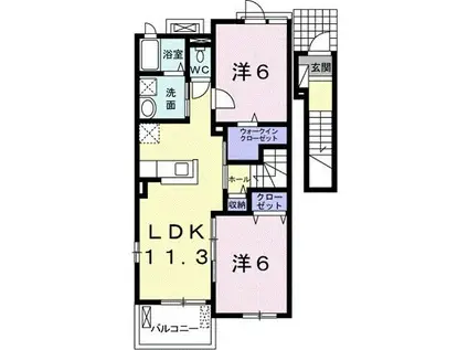 ダンヒルB(2LDK/2階)の間取り写真