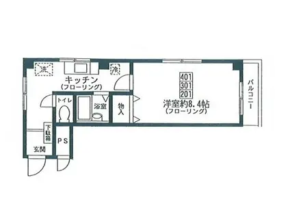 アステール(1K/4階)の間取り写真
