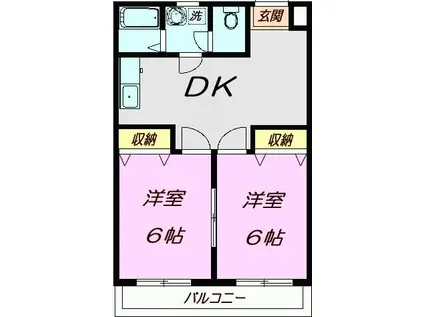 メゾン豊田(2DK/3階)の間取り写真