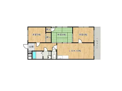 ルシェンテ(3LDK/3階)の間取り写真