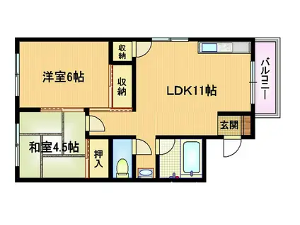 ふじマンション(2LDK/3階)の間取り写真