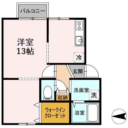 サンパティーク鎌田(ワンルーム/1階)の間取り写真