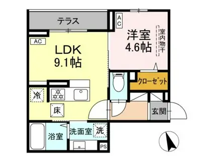ASSET-COURT調布ヶ丘(1LDK/1階)の間取り写真