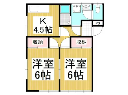 ハイツリヴェール(2DK/2階)の間取り写真