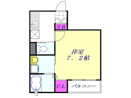 H・A・B7 915677(1K/1階)の間取り写真