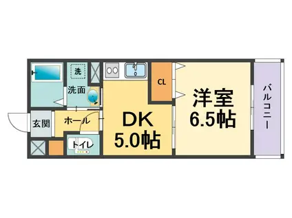 エトワール里中(1DK/3階)の間取り写真