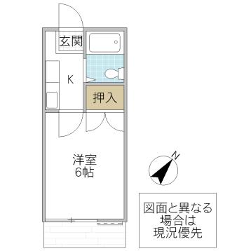 ハイツKM(1K/1階)の間取り写真