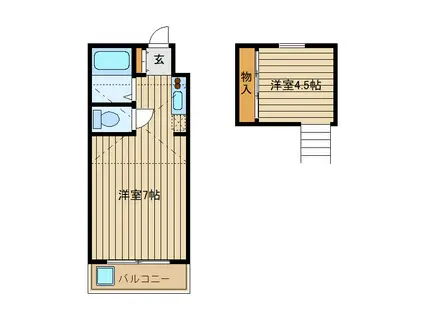 サンライトパストラルビー棟(ワンルーム/1階)の間取り写真