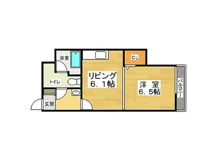 エルフィーネ本町(1DK/6階)の間取り写真