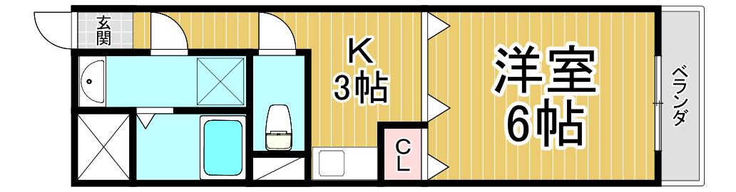 フォンテーヌ ブロー(1K/4階)の間取り写真