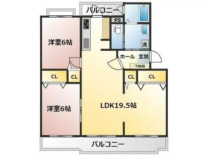 VILLAGE森の里E号棟(3LDK/2階)の間取り写真