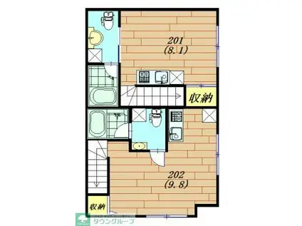 ジェラートII(ワンルーム/2階)の間取り写真