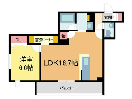 フローラルI(1LDK/2階)の間取り写真