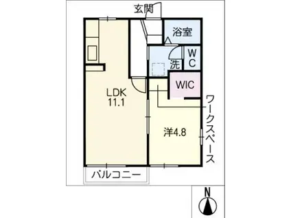 フェニックス弥生(1LDK/2階)の間取り写真