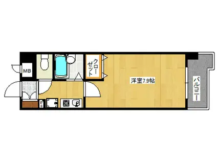 ライオンズマンション皇后崎公園(1K/2階)の間取り写真