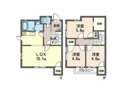 久が原ヴィレッジ(3LDK/1階)の間取り写真