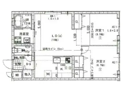 フィーワハイム(2LDK/2階)の間取り写真