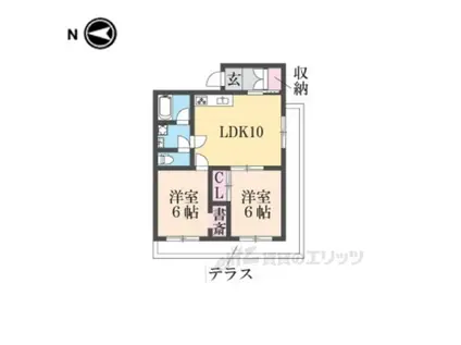 ハイツ西裏(2LDK/1階)の間取り写真