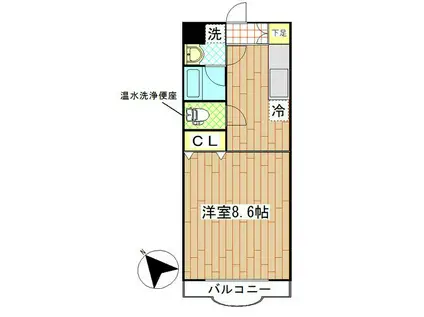 セレーノI(1K/3階)の間取り写真