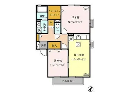 セジュール遊岳B(2DK/1階)の間取り写真