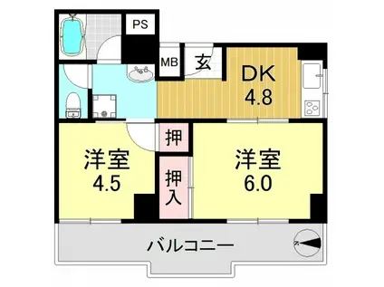 メゾンムーラン(2DK/2階)の間取り写真