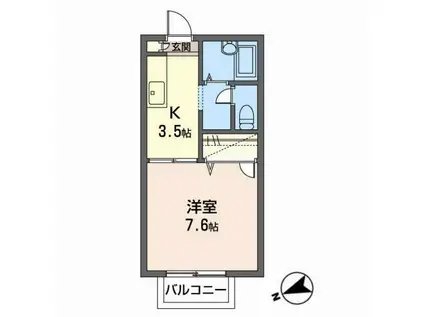 ジュネス文屋II(1K/1階)の間取り写真