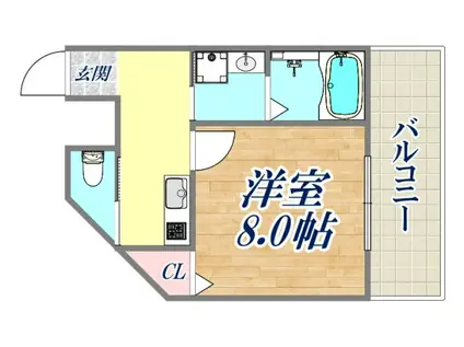 クレアドル須磨Ⅱ(1K/2階)の間取り写真