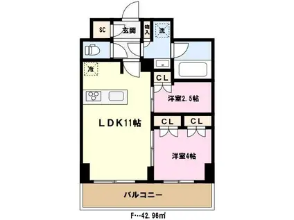 ライムレジデンスカワグチイースト(2LDK/10階)の間取り写真