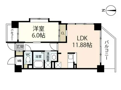 翠ガーデンビル(1LDK/3階)の間取り写真