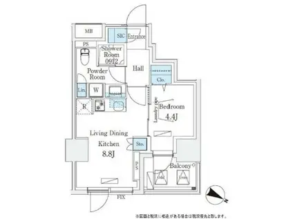 URBAN BREEZE 恵比寿(1LDK/7階)の間取り写真