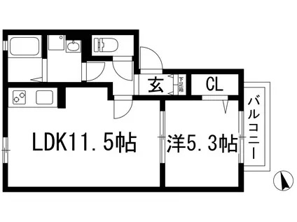 エスポアール土谷A棟(1LDK/2階)の間取り写真