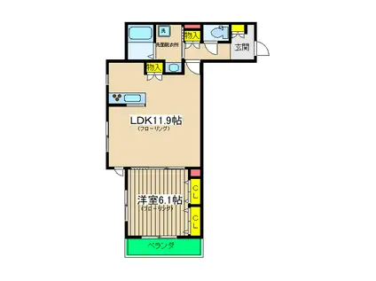 UNIT-S(1LDK/3階)の間取り写真