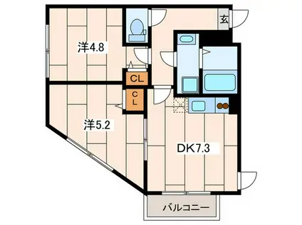 LES AILES V(2DK/3階)の間取り写真