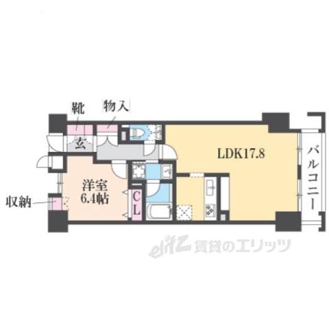 ベルヴィ高瀬川(1LDK/4階)の間取り写真