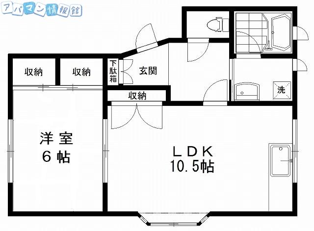 メゾン渚(1LDK/1階)の間取り写真